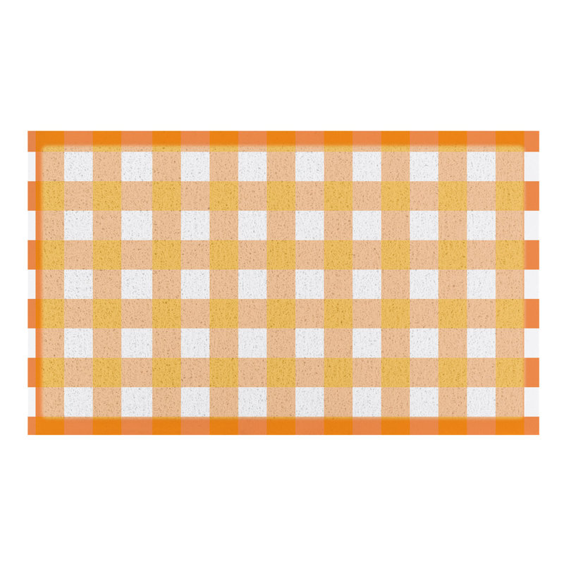 Chisato Non-Slip Doormat, White/Orange