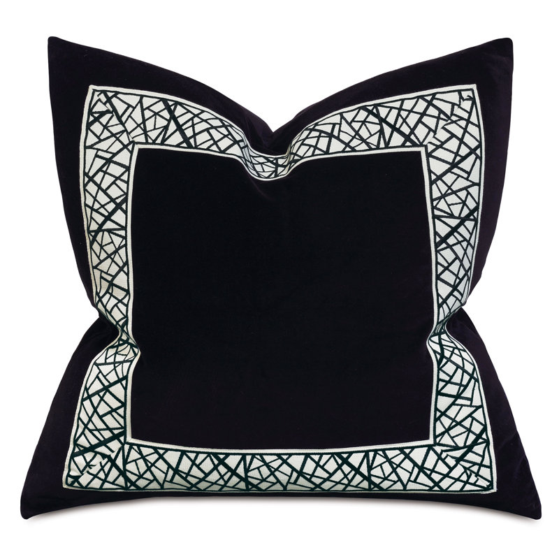 Black and White Cotton Graphic Border Decorative Pillow