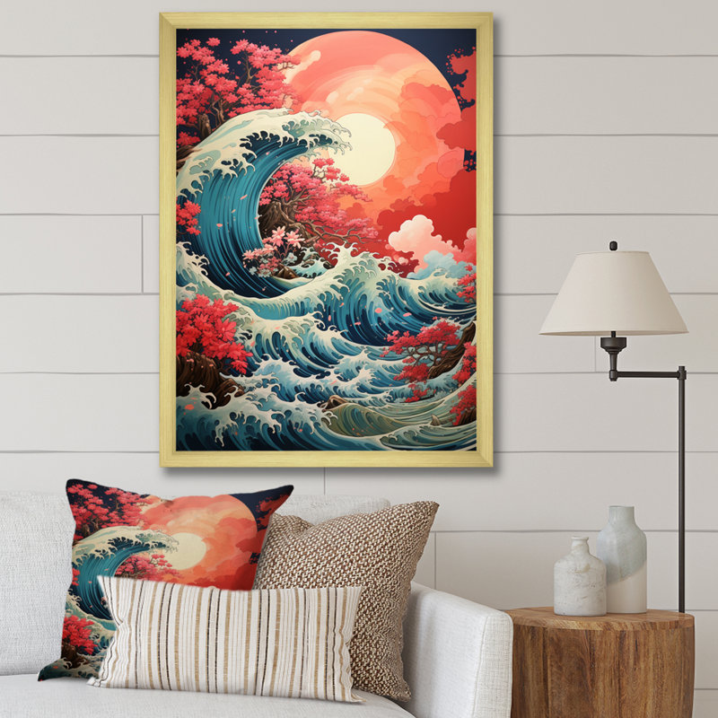 «Dramatic Ocean Waves IV», reproduction sur toile, H 44 po x l 34 po x P 1,5 po, Encadrement doré