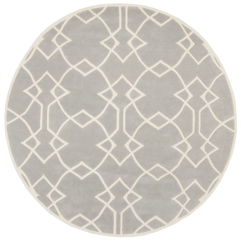 Hamid Hand Tufted Wool Geometric Rug, Round 7'