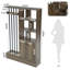 Cloison de séparation autoportante en bois brun de 180 cm (70,9 po) avec 5 étagères, armoire de rangement et porte-manteau.