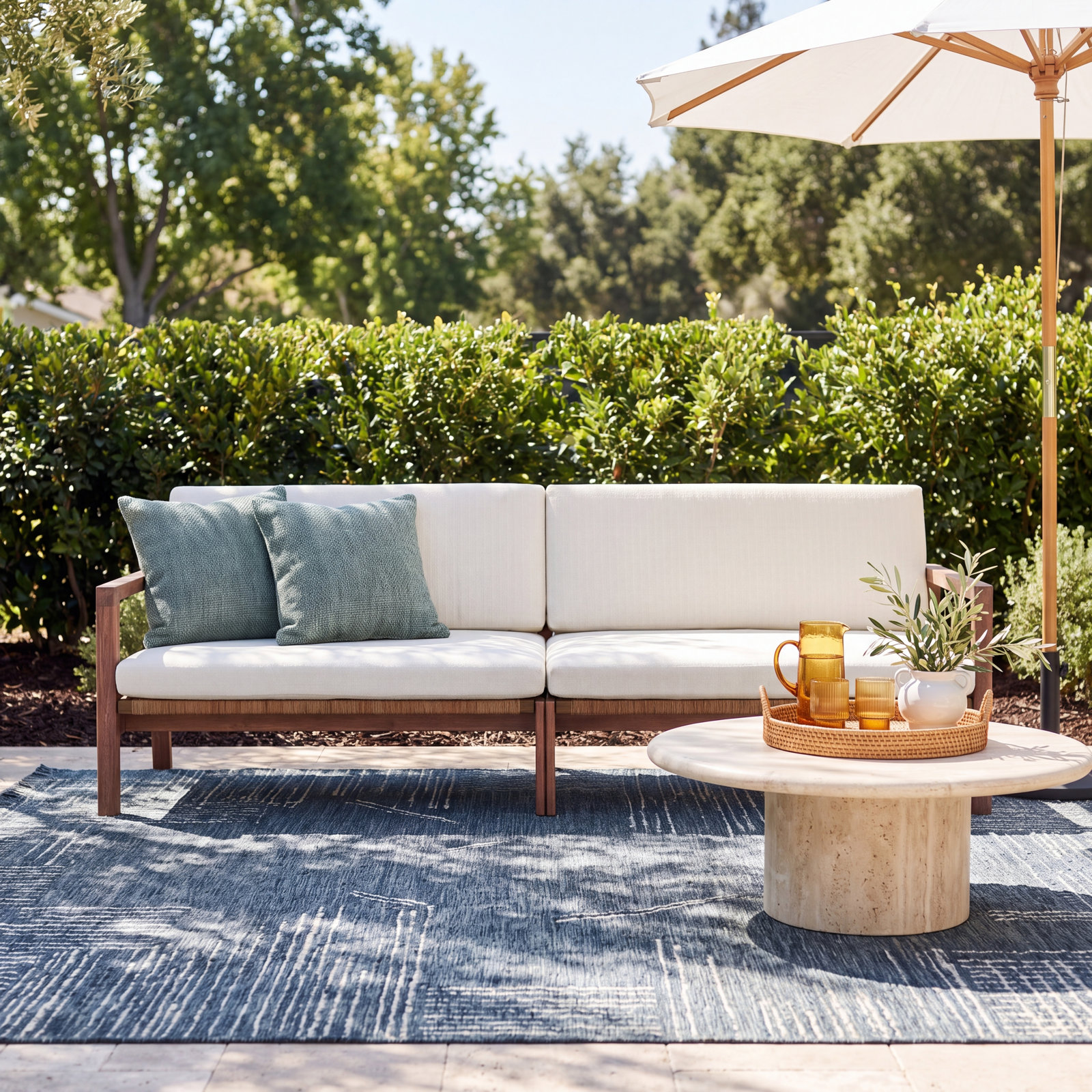 Nicholson 92" Eucalyptus Patio Loveseat