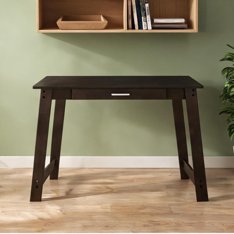 Bureau d'ordinateur rectangulaire avec tiroir de rangement, stratifié brun, poste de travail de 42 po, bureau à domicile contemporain