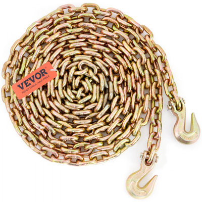 Transport Binder Chain, 4900lbs Working Load Limit, 20' G80 Tow Chain Tie Down with Grab Hooks, DOT Certified, Galvanized Coating Manganese Steel for Dock Factory Construction Site
