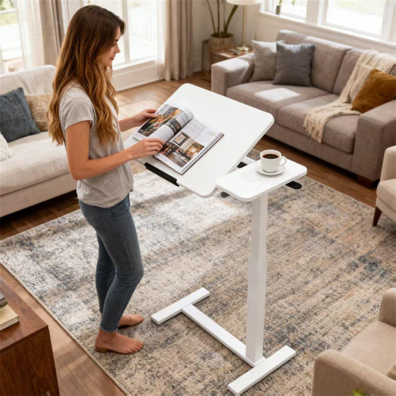 Bureau mobile à hauteur réglable, Blanc