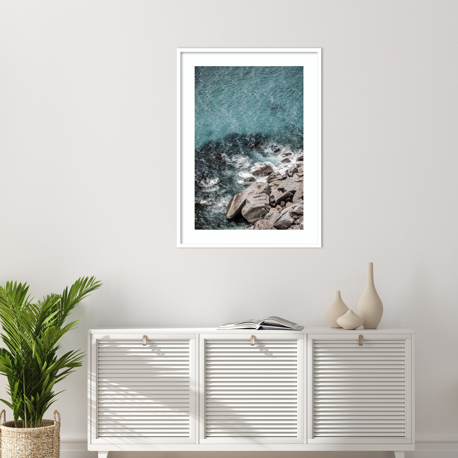 Pacetti "Aqua Sea Shores" Print, White, 41" H x 30" W