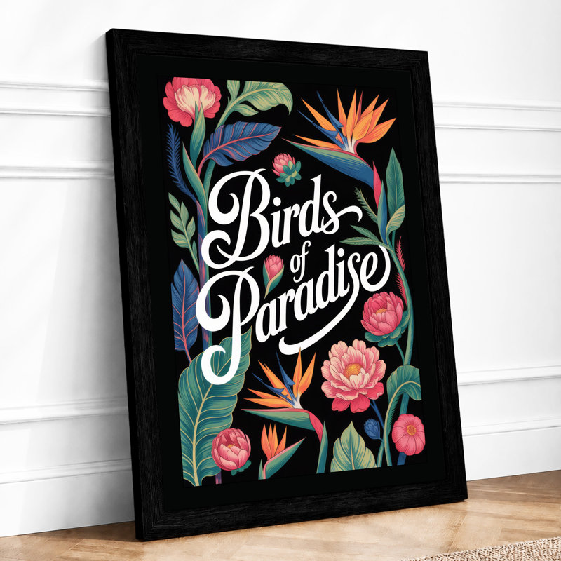 Birds of Paradise Botanical - Framed Print, A4 - 29.7 x 21.0 cm, Black