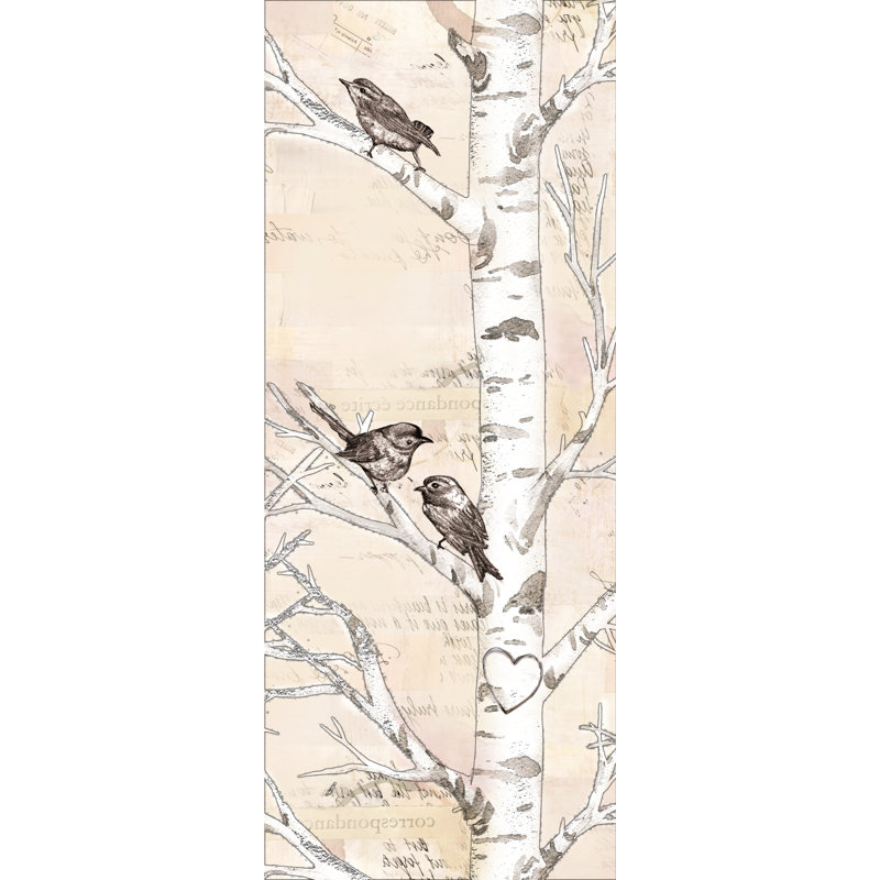 Birch Tree Birds - Painting Print, 30 cm H x 20 cm W , Wrapped Canvas