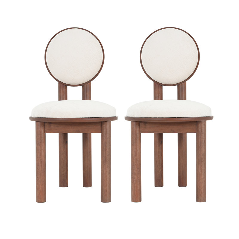 Élégantes chaises de salle à manger en tissu beige avec structure en bois de noyer - ensemble de 2, modernes et confortables
