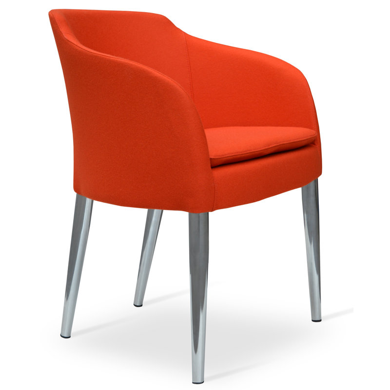 Aidric 18'' H Upholstered Metal Dining Chair, Orange