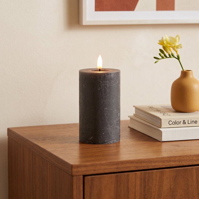 Small Flameless Pillar Candle, Black