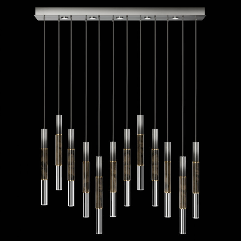 Luminaire suspendu l 61 po Antonia, Doux ombre feuille d'argent / laiton