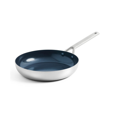 Blue Diamond Cookware Tri-Ply Stainless Steel Ceramic Nonstick, 9.5" Frying Pan Skillet, PFAS-Free, Multi Clad, Induction, Dishwasher Safe, Oven Safe, Silver