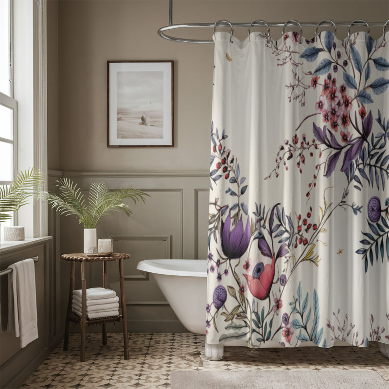 Whispering Flowers - Rideau de douche Premium, H 74 po x l 71 po