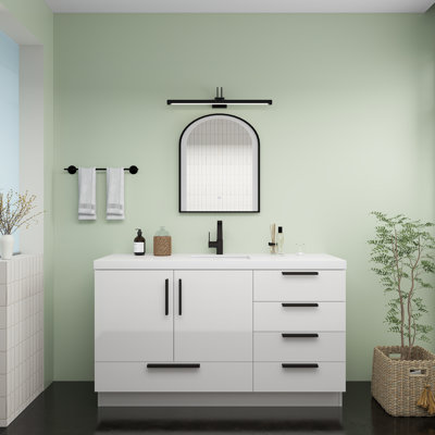 Meuble-lavabo autoportant avec tiroirs à droite Carla