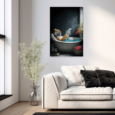 Tiger In Bathtube 2 by Justyna Jaszke - Wrapped Canvas Print