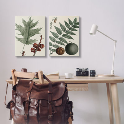  «Tree Leaves & Nuts», ensemble de 2 toiles murales par Graffi * Tee