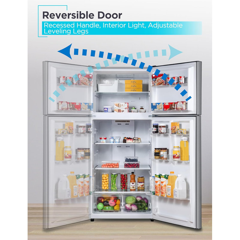 BLACK+DECKER 18.1 Cu. Ft. Top Mount Refrigerator with Ice Maker, 2-Door Refrigerator with Top Freezer, Freezer with Icemaker and Adjustable Temperature Control, ENERGY STAR, BR1810HIMS, Stainless Look