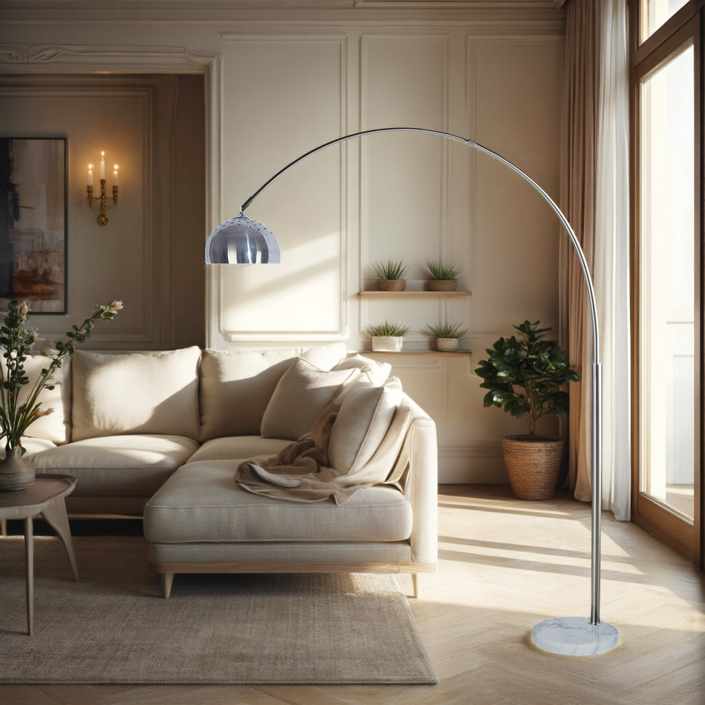Wrought Studio 81"Modern Arch Floor Lamp with Adjustable Arm & Marble ...