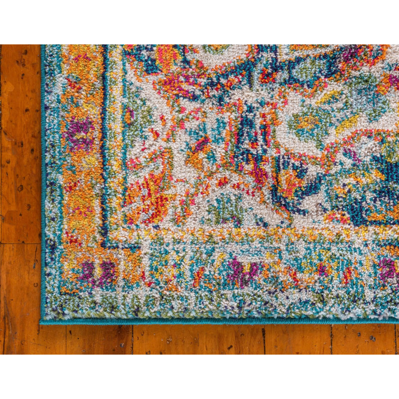 Ernst Green/Orange Rug, Rectangle 66 x 91cm