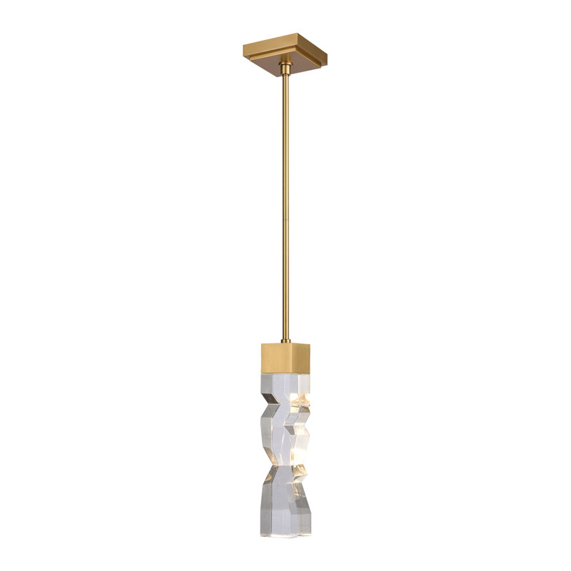 Luminaire suspendu simple à 1 lumière Mamadim, H 63,88 po x l 3 po x P 3 po, Laiton vieilli