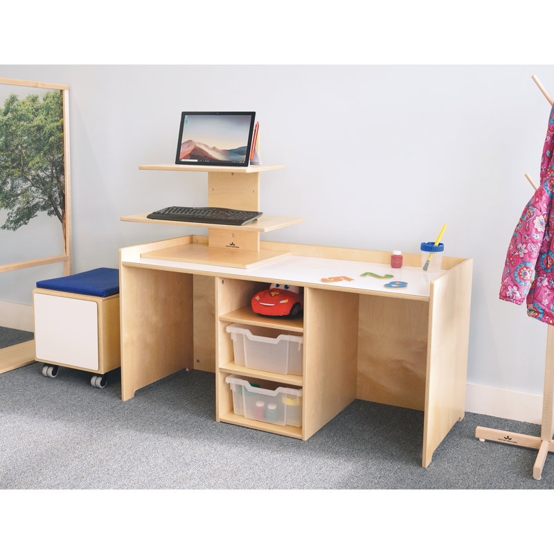Natural UV Wood STEM Activity Desk with Storage Trays