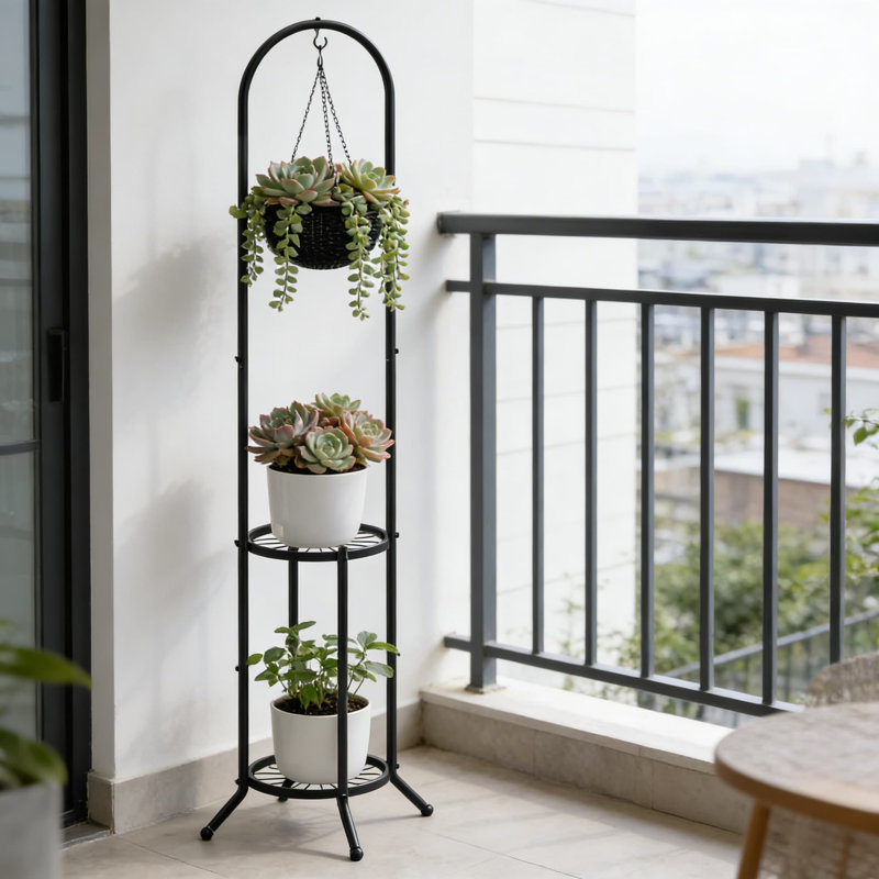 Support à plantes suspendu à 2 niveaux pour l'intérieur et l'extérieur