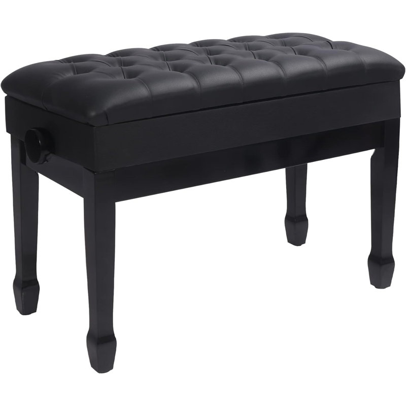 Banc de rangement rembourré en cuir Damarrion, Noir