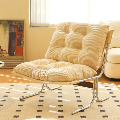 Modern Accent Chair, Living Room Chair With Metal Chrom Frame, Upholstered Soft Cushion Sofa Chairs