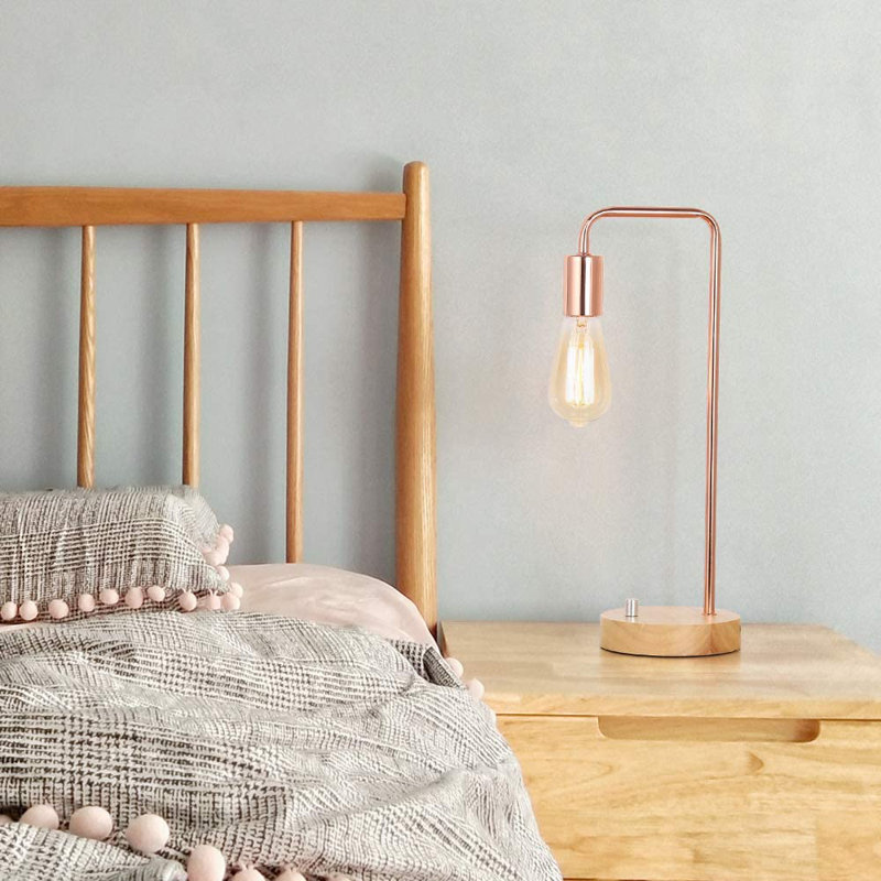 Santamaria Wood Arched Lamp, Rose Gold