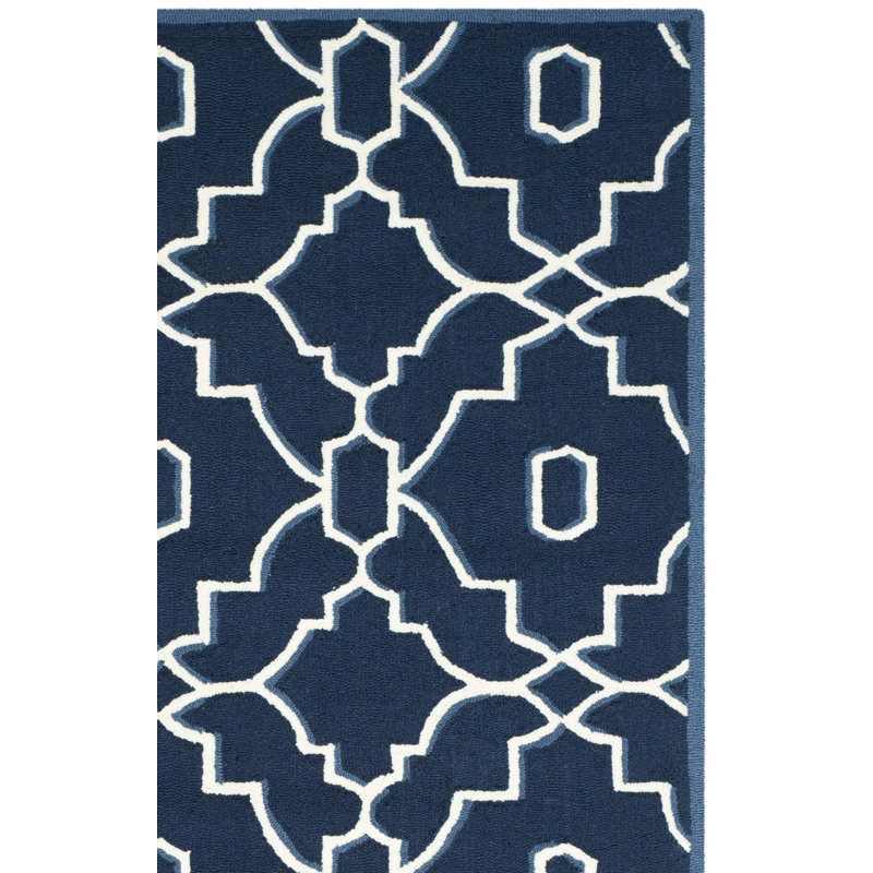 Tapis bleu marine / ivoire Lamour, Rectangle 3 pi 6 po x 5 pi 6 po