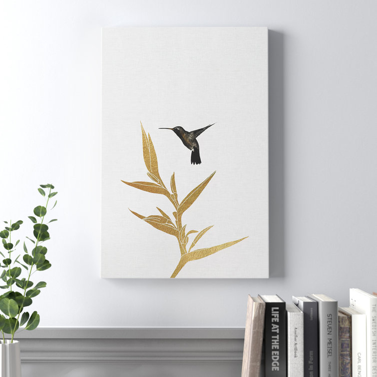 'Hummingbird and FloWer I' Graphic Art Print on Canvas