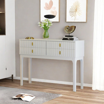 Console moderne en bois massif avec 4 tiroirs