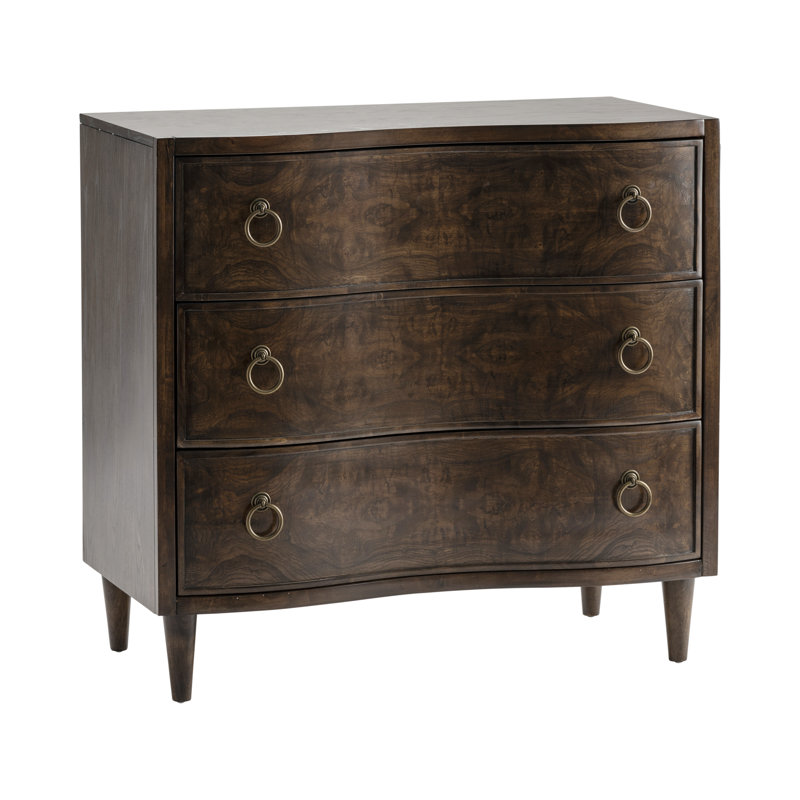 Brown Ash Burl Traditional Chest with Soft Close Drawers