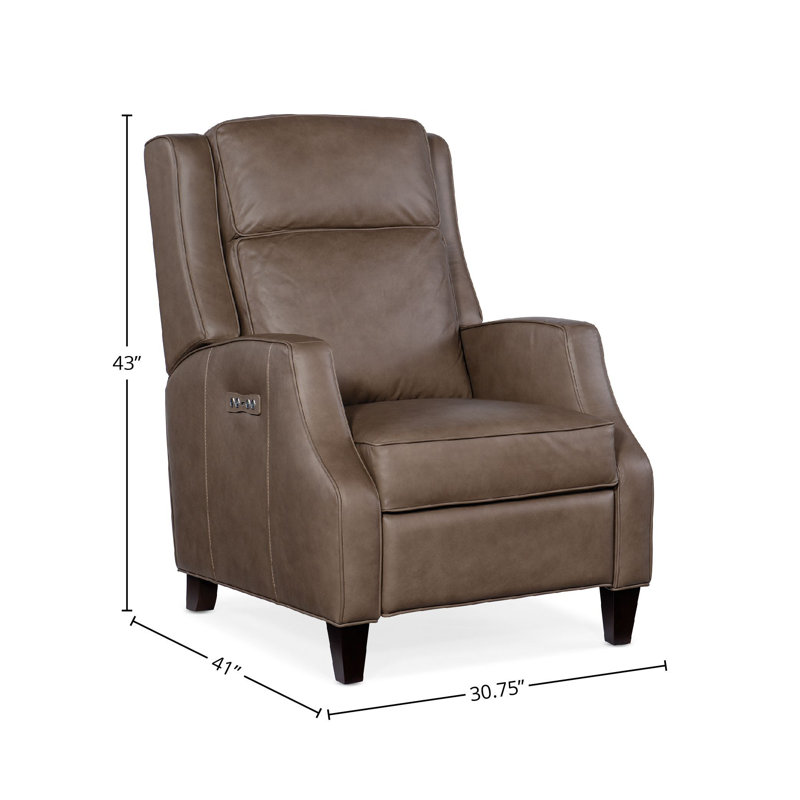 Amyanne Power Recliner, Gray Genuine Leather