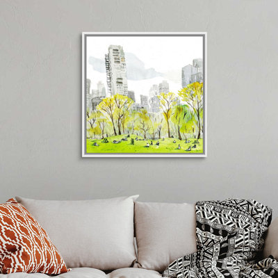 Reproduction d’art sur toile, "Sheep Meadow-Central Park & Manhattan Skyline" par Eleanor Doughty-impression sur toile