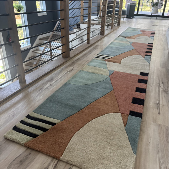 Abstract Hand-Tufted Wool Gold Area Rug