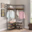 Ansby Industrial L-Shaped Hall Tree Coat Rack Stand With Shoe Storage Shelves