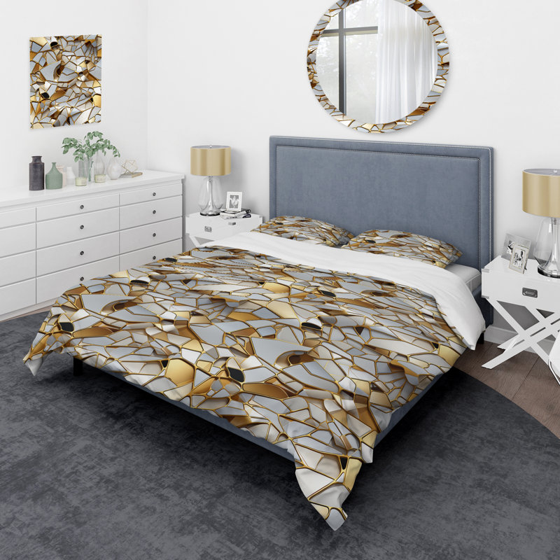 Ensemble de housse de couette Mayani, Housse de couette simple + 1 taie décorative stan