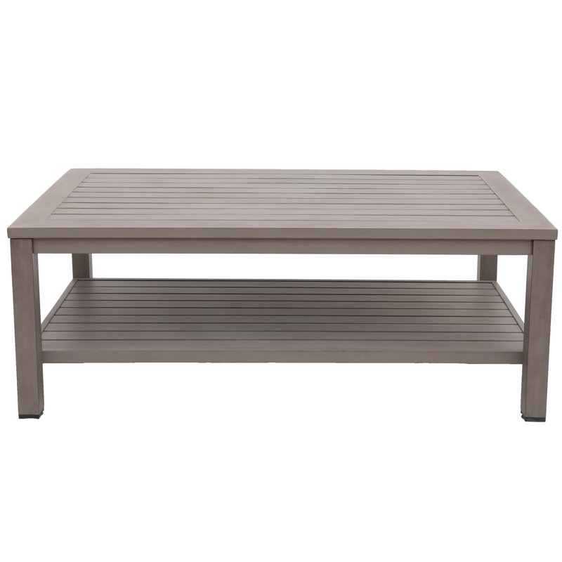 Table basse en aluminium avec tablette