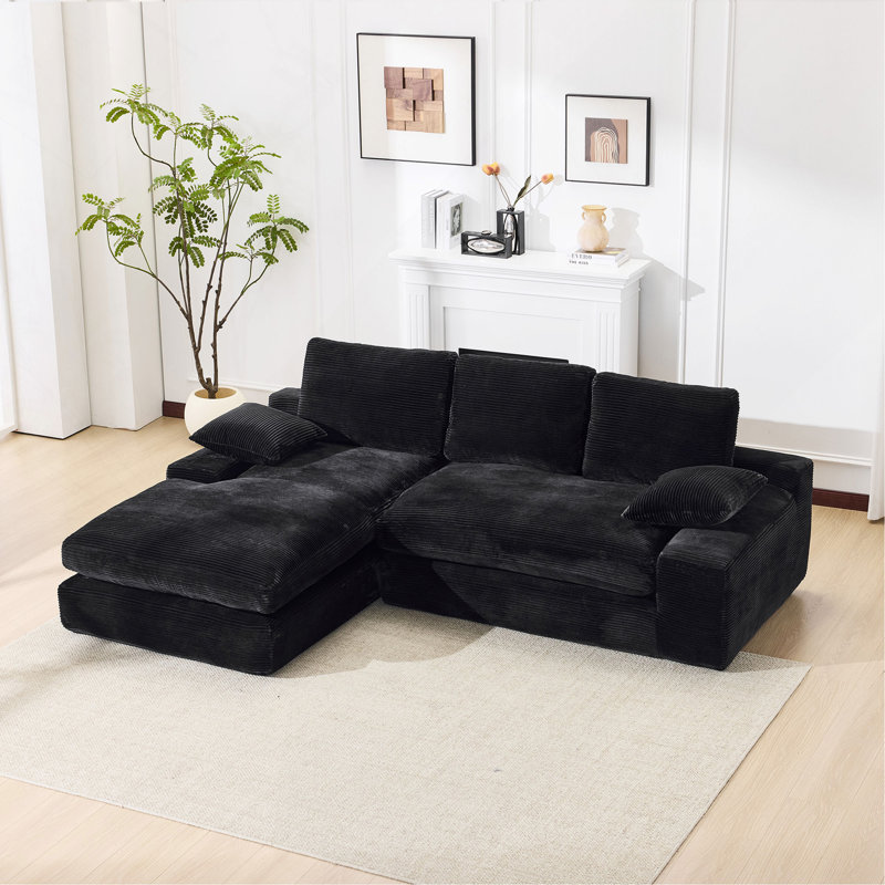 99" X 69" Modular Sectional Living Room Set Sofa, Black