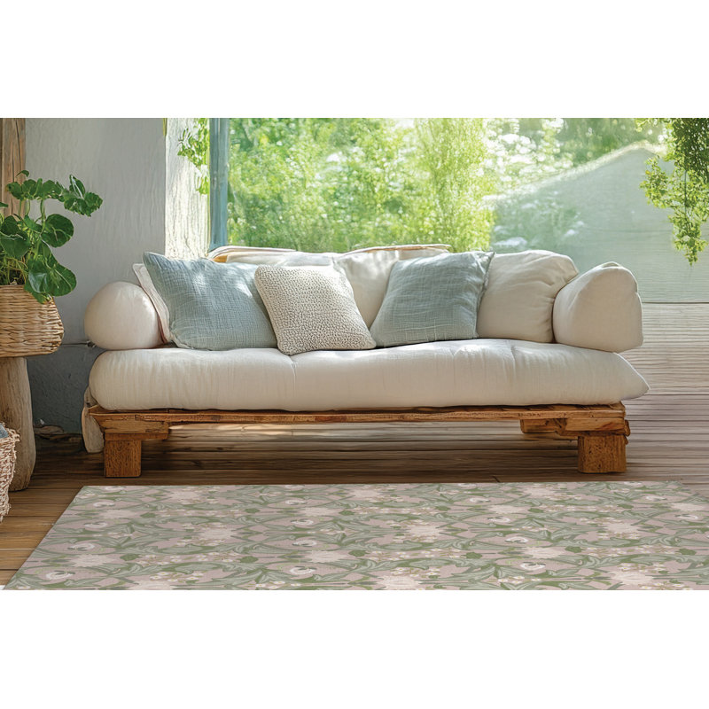 Ogee Leaf Outdoor Rug, Rectangle 8' x 10'
