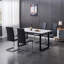 6 Seater 1.5m Scandinavian Minimalism Warm/Cool Grey Marble Effect Dining Table With Metal Base-483595325