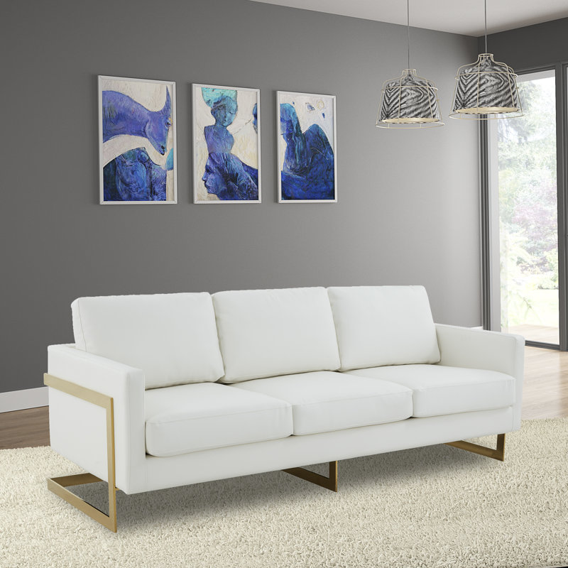 Bellago 83.5'' Faux Leather Sofa, White