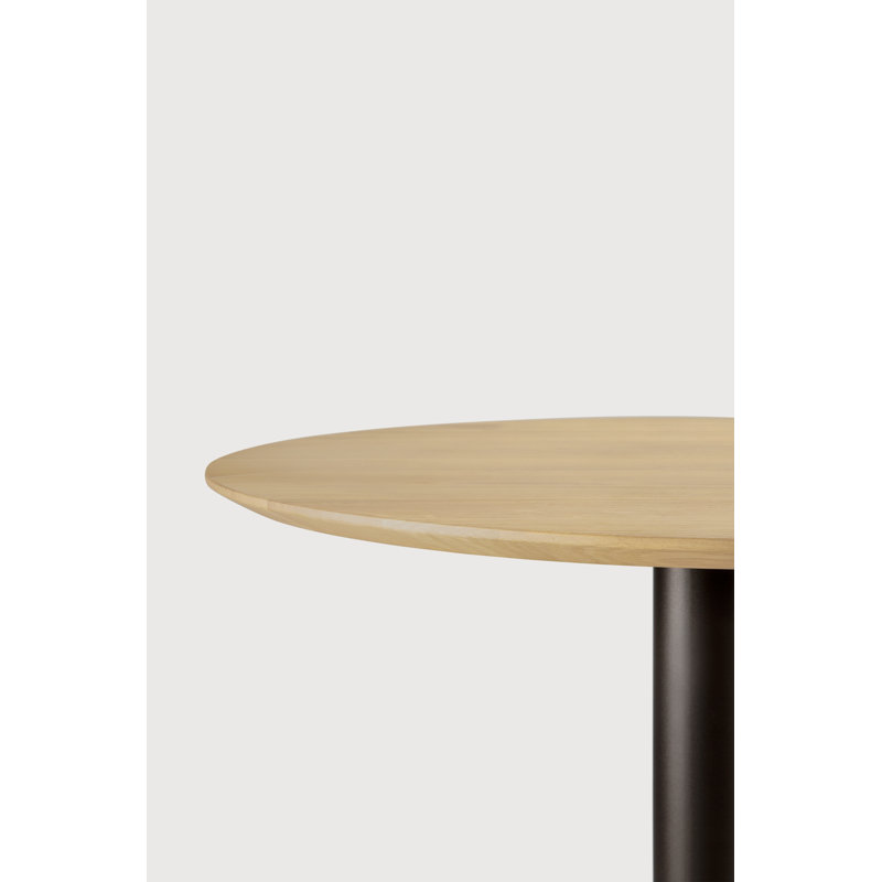 Blend dining table - varnished oak top - brown - Dark Bronze base - round 70/70/76, 30"H x 27.5"L x 27.5"W, Varnished Oak