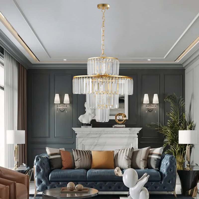 12-Gold adjustable iron crystal Chandeliers