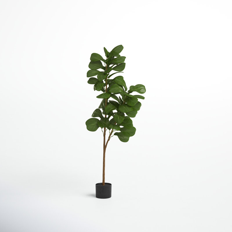 Faux Fiddle Leaf Fig Tree in Planter, 66" H x 10" W x 10" D