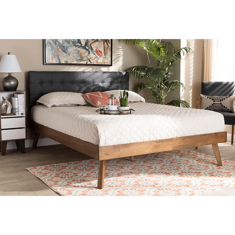 Charito Upholstered Platform Bed, Dark Gray, Queen