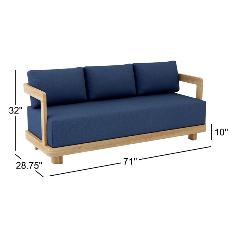Granada Outdoor 3 - Seat Patio Sofa, Canvas Navy Sunbrella® Canvas, 3