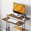 Bureau debout ajustable avec plateau inclinable, roulettes et tablette